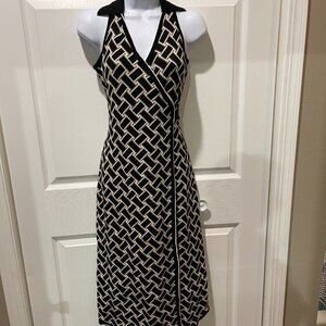 NWT DVF Collared Sleeveless Vintage Weave Sweaterknit Midi Wrap Dress - XXS